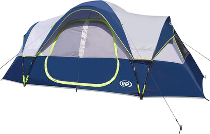 Camping Tent 10-Person-Family Tents, Parties, Music Festival Tent, Big, Easy Up, 5 Large Mesh Windows, Double Layer, 2 Room, Waterproof, Weather Resistant, 18ft x 9ft x78in