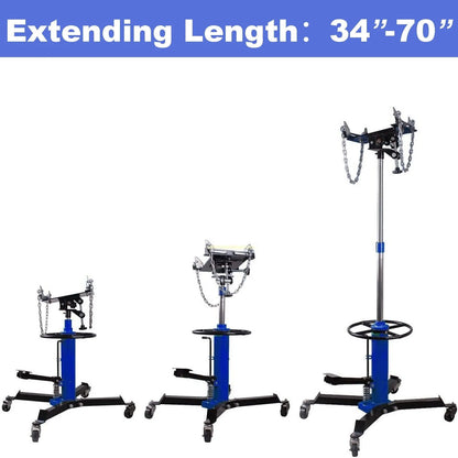 1660 Pounds Hydraulic Car Transmission Jack Vertical Lift with 360° Swivel Wheel Pedal ,Blue,33"-70"(0.75Ton)