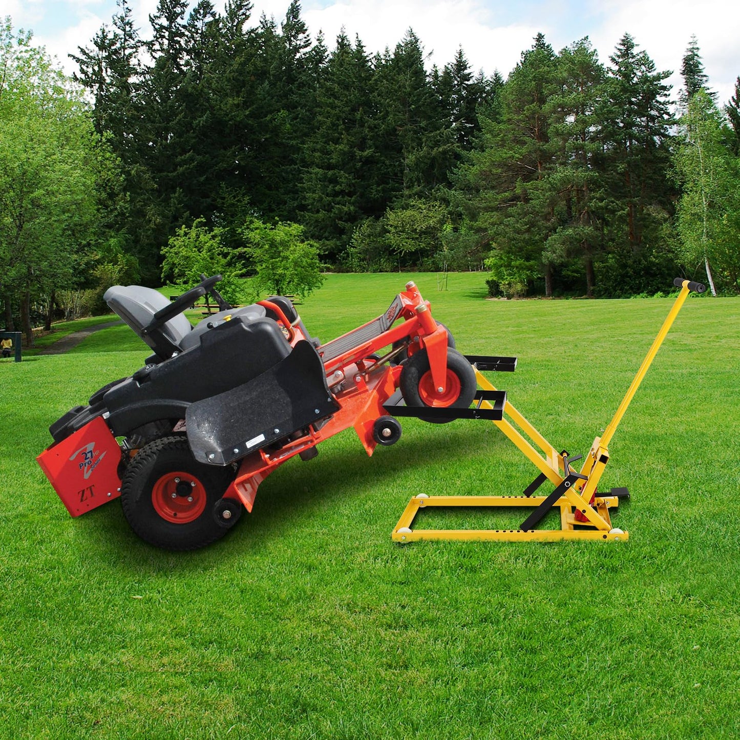 Lawn Mower Lift with Hydraulic Jack, 26 Inches Lawn Mower Lift, Welded Solid Steel Construction, Weight Capacity 500 LBS, for Riding Lawn Mowers Tractors, ATVs Maintenance