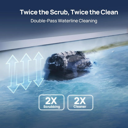 Cordless Robotic Pool Vacuum Cleaner, Smart Surface Parking, Double-Pass Waterline Scrubbing, Cleans Floor, Walls, and Waterline, Above & In-Ground Pools up to 3,230 sq.ft - Blue